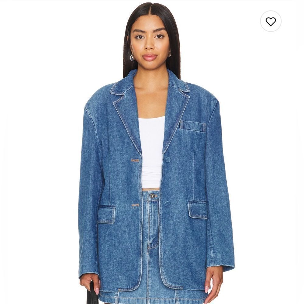Women’s Denim Blazer Vintage Jeans Oversized Jacket Size Medium 100% Cotton